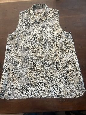 Chico's Button Down Animal Print Tunic -  Size 3.5